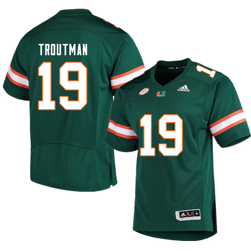 Men #19 Deshawn Troutman Miami Hurricanes College Football Jerseys Sale-Green